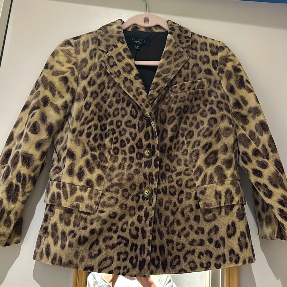 Talbots petite velvet leopard blazer